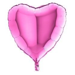 The foil balloon - Fuksjowy Rose, Heart 46 cm Grabo