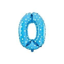 The foil balloon digit 0 - 40 cm Blue