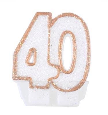 Candle For 40th Birthday White With A Golden Border 7 5 Cm Decorations Table Decorations Candles And Fountains Occasion Birthday 40th Birthdays Arpex Hurtownia Balonow