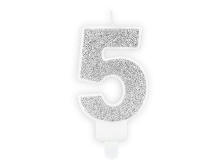 5 digit birthday candle, silver