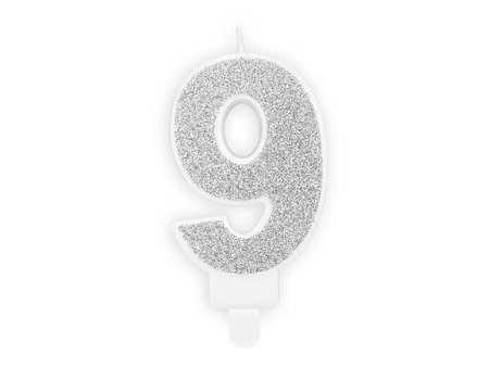 9 digit birthday candle, silver