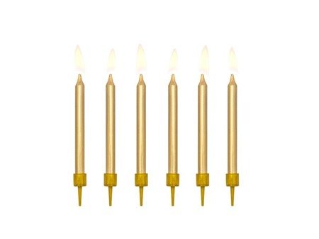 Birthday candles smooth, gold (1, Op. / 6 pcs.)