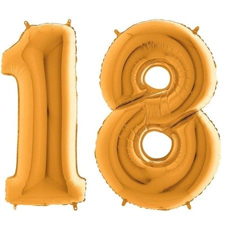 Foil Balloons Birthdays 18 digits, Golden 102cm GRABO, set at eighteen