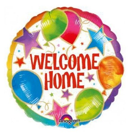 Round foil balloon welcome, Welcome Home, 46cm
