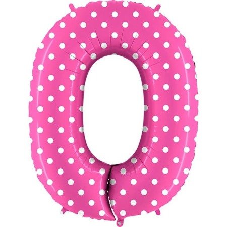 The foil balloon Number 0 pink dotted - 102 cm Grabo