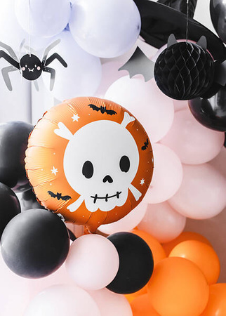 Balon foliowy czaszka, halloween, pomarańczowy, 45 cm,