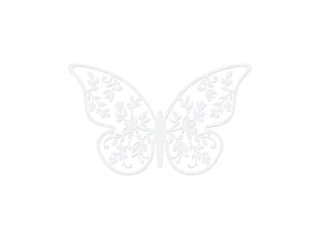 Dekoracje papierowe białe Motylki, 6,5 x 4cm, 10 szt.