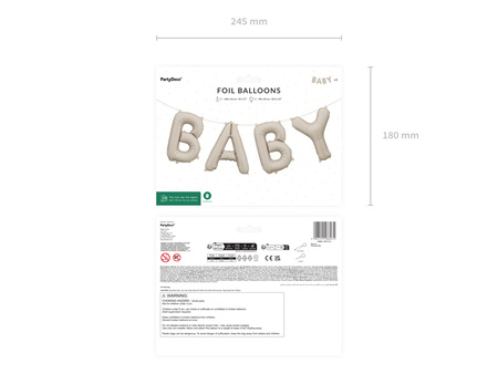 Balon foliowy napis "Baby" – beżowy, 140x43 cm