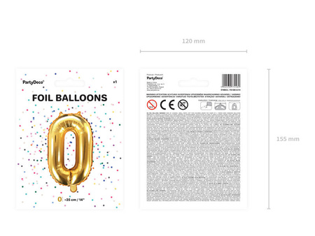 Balon foliowy Cyfra 5, 35cm, złoty