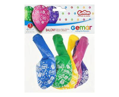 Balony lateksowe W dniu urodzin 12", 5 szt.