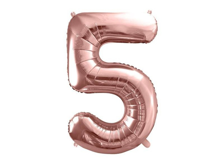 Balon foliowy Cyfra '5', 86cm, różowe złoto