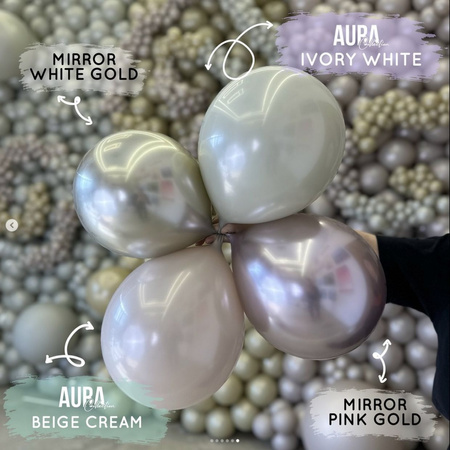 Balony lateksowe Kalisan AURA Beige Cream, beżowe, kremowe, 60cm, 2szt.