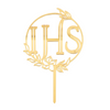 Topper Komunia Święta IHS lustrzany złoty 1 szt., 11x13 cm