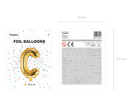 Balon foliowy Litera C, 35cm, Złota
