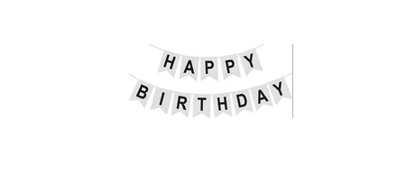 Baner Girlanda urodzinowa Happy Birthday Srebrny Czarny 180 cm