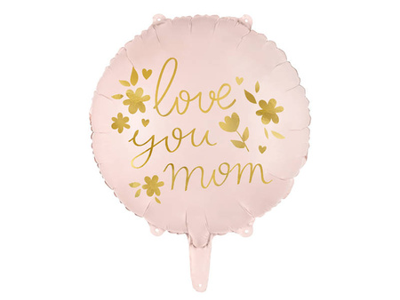 Balon foliowy Love you mom, różowy 45 cm