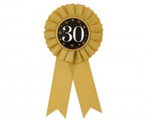 Kotylion na 30 Urodziny, Jubileusz złoto-czarny, 8 cm