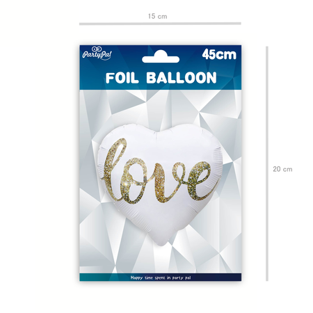 Balon foliowy białe Serce "Love", 46cm