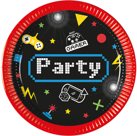 Talerzyki Gaming Party gamer, 20 cm, 8 szt.