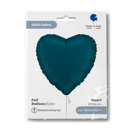 Balon Foliowy - Niebieskie Morskie Satynowe Serce 46 cm, Grabo