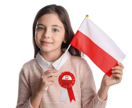 Flaga Polska, Biało-Czerwone Chorągiewki na patyku 30 x 45cm, 10 szt.