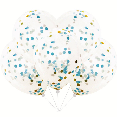 Balony z konfetti niebieskim, 30 cm, 4 szt.