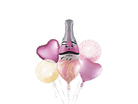 Balony foliowe zestaw Urodzinowy różowy, 7 el.