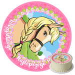 Opłatek na tort Różowy Konik okrągły 20 cm premium, wegański, bezglutenowy, wycięty