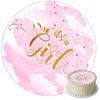 Opłatek na tort Baby Shower Girl okrągły 20 cm premium, wegański, bezglutenowy, wycięty