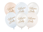 Balony lateksowe Welcome Baby, Narodziny, baby shower 30 cm, 6 szt.