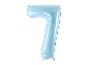 Balon foliowy Cyfra 7, 86cm, jasny niebieski