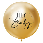 Balon lateksowy Hey Baby, Mirror Gold złoty, 90 cm