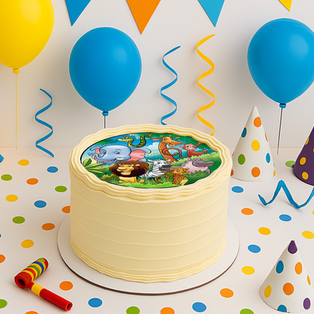 Opłatek na tort Safari okrągły 20 cm premium, wegański, bezglutenowy, wycięty