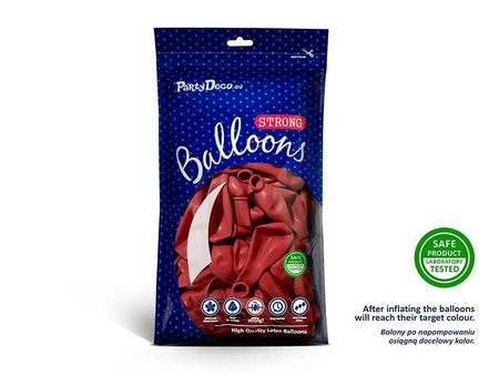 Balony lateksowe Strong, Czerwone, Pastel Poppy Red, 30cm, 50 szt.