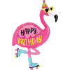 Balon foliowy urodzinowy Flaming Happy Birthday, Różowy, 106 cm