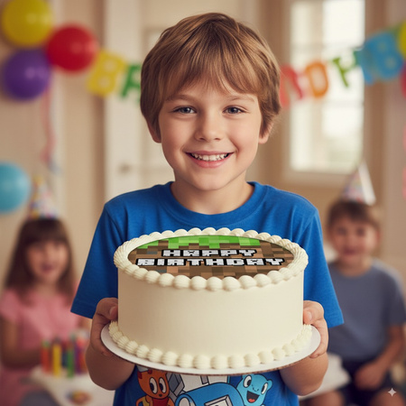 Opłatek na tort urodzinowy Minecraft 20 cm premium, wegański, bezglutenowy, wycięty