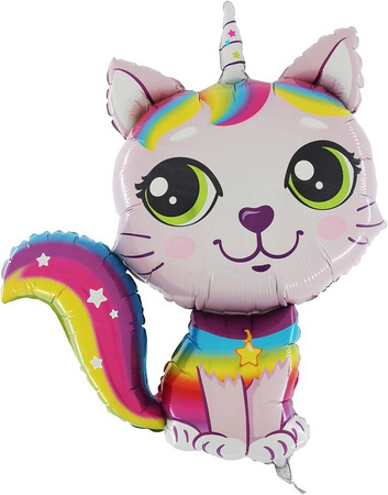 Balon Kotek z rogiem różowy, kotorożec 76cm