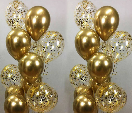 Balony lateksowe Chrome złoty, 30cm, 100 szt.