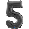 Balon Foliowy Cyfra 5 Czarny, 66 cm Grabo