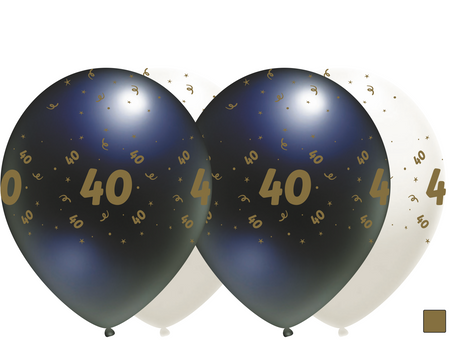 Balony urodzinowe białe, "40", 30cm, 10 szt.