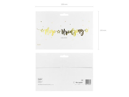 Baner Moje Urodziny, złoty,  16,5 cm x 90 cm