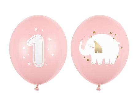 Balony lateksowe Roczek słonik, pastelowe różowe 30cm, 50 sztuk