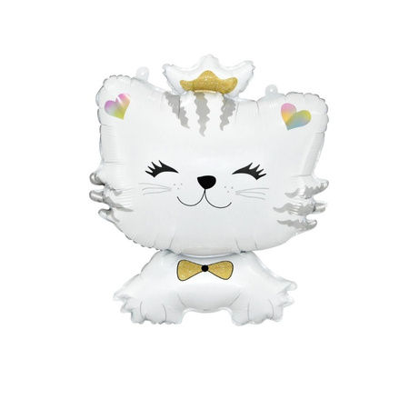 Balon foliowy, Biały Kotek, 52cm