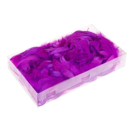 Piórka dekoracyjne w pudełku - Fioletowe