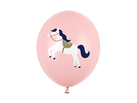 Balony lateksowe Konik, Pastelowe Różowe 30cm, 6 sztuk