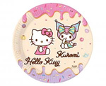 Talerzyki papierowe Hello Kitty i Kuromi 23 cm 8 szt.