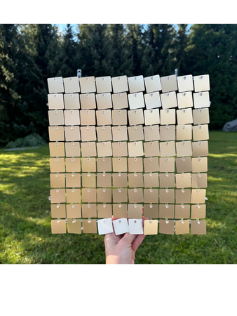 Panel cekinowy, kwadraty, cekiny, szampańskie złoto mat 30x30cm