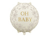 Balon foliowy okrągły Oh Baby – beżowy ze złotym napisem, 35x35 cm