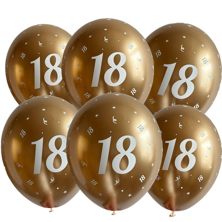 Balony urodzinowe złote "18", 30cm, 10 szt.