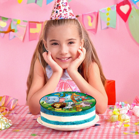 Opłatek na tort Safari okrągły 20 cm premium, wegański, bezglutenowy, wycięty